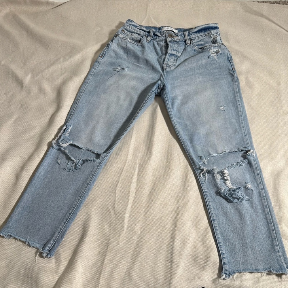 PISTOLA Light Blue Distressed Boyfriend Jeans